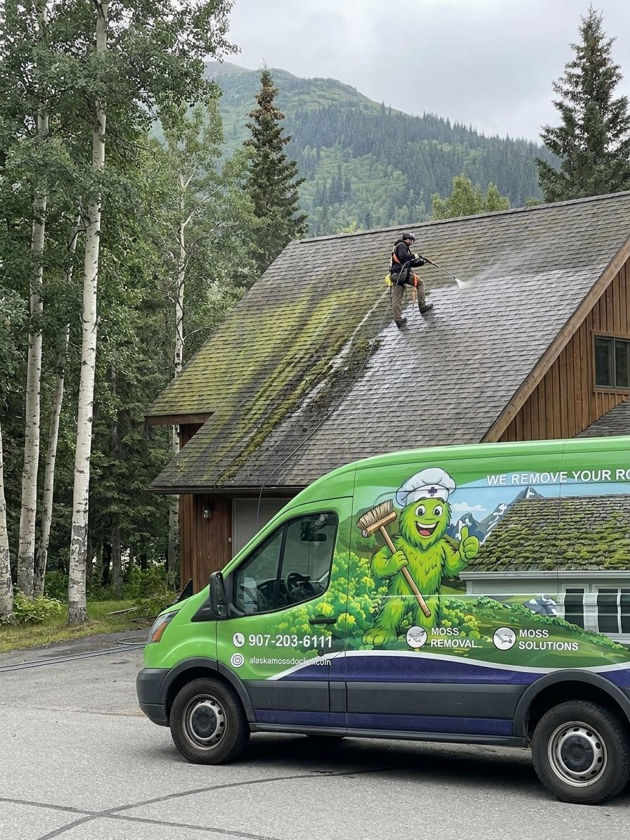 Algae removal for north-facing roofs