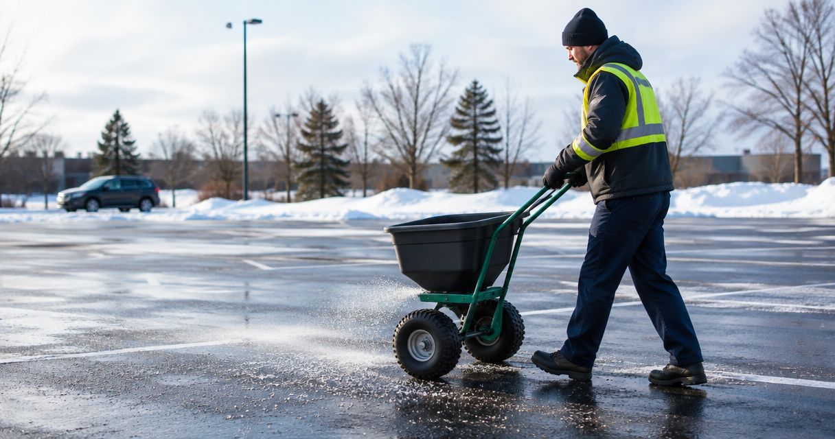 Salt application rate benchmarks per 1,000 sq ft parking lot 2026