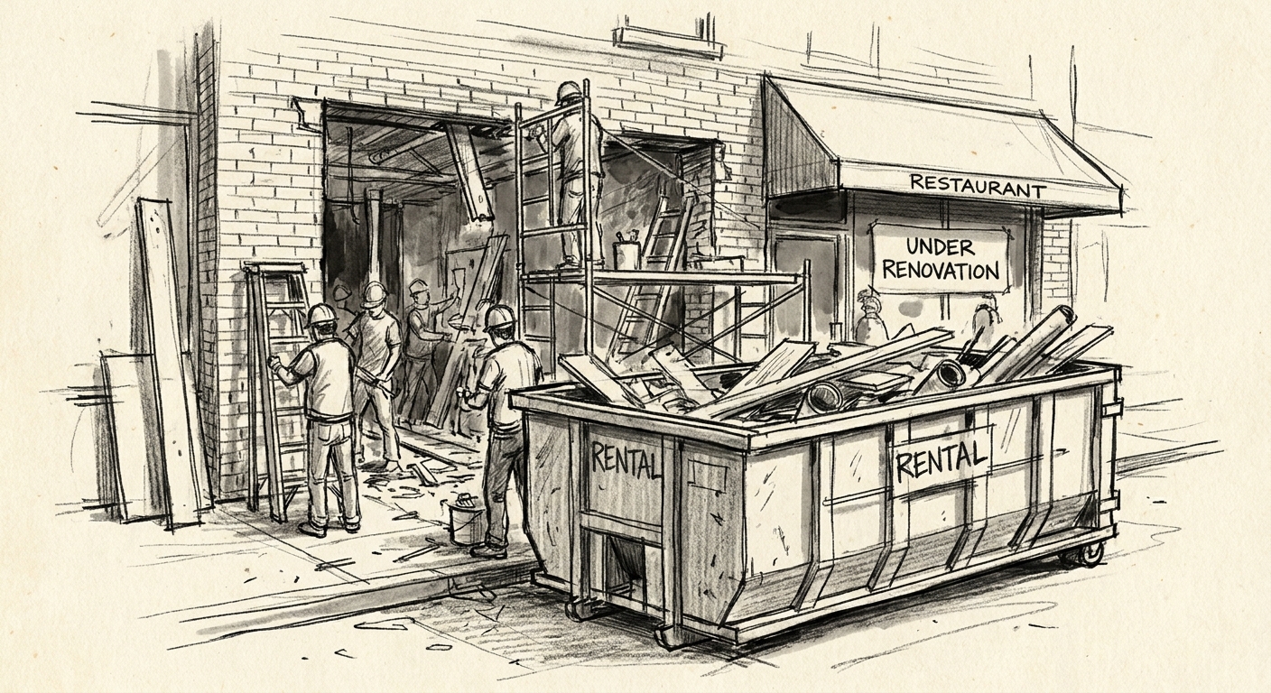 Roll-off dumpster rental for restaurant renovations
