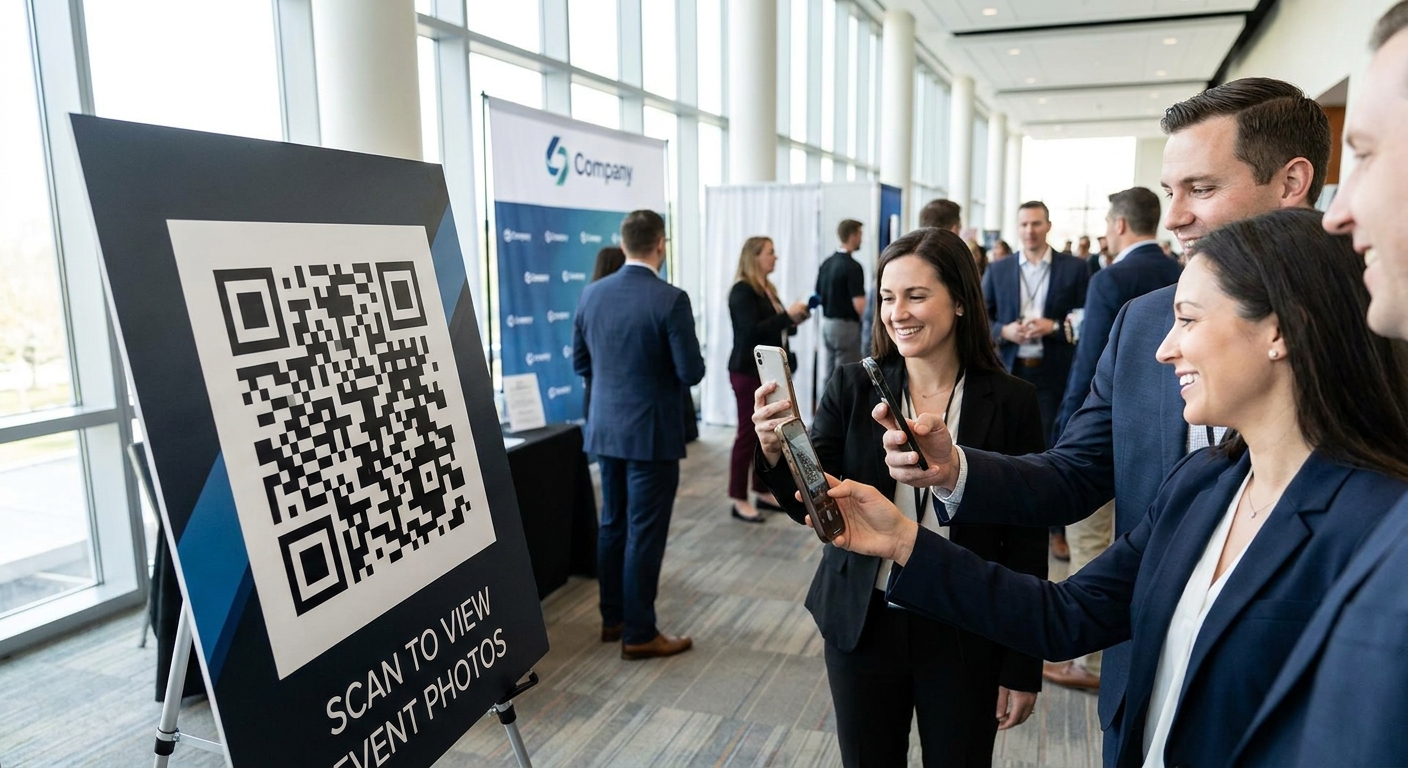 QR code photo sharing for corporate events