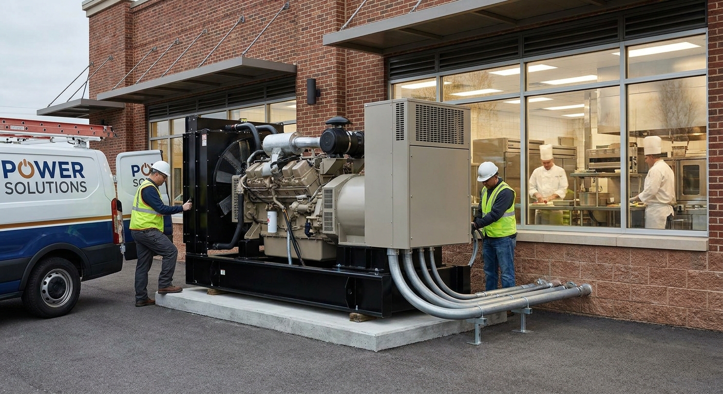 Standby generator installation for restaurants and commercial kitchens