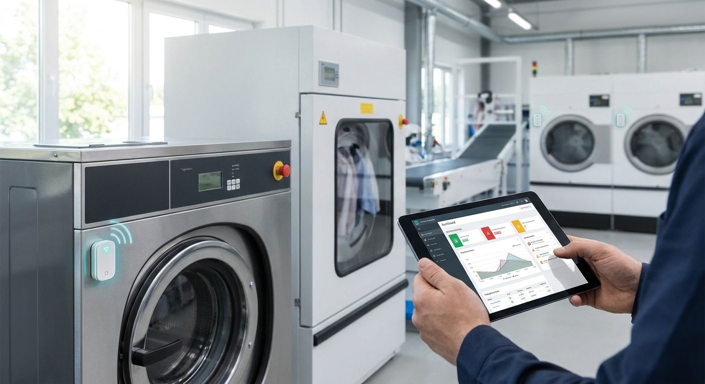 IoT monitoring for commercial laundry and dry cleaning equipment