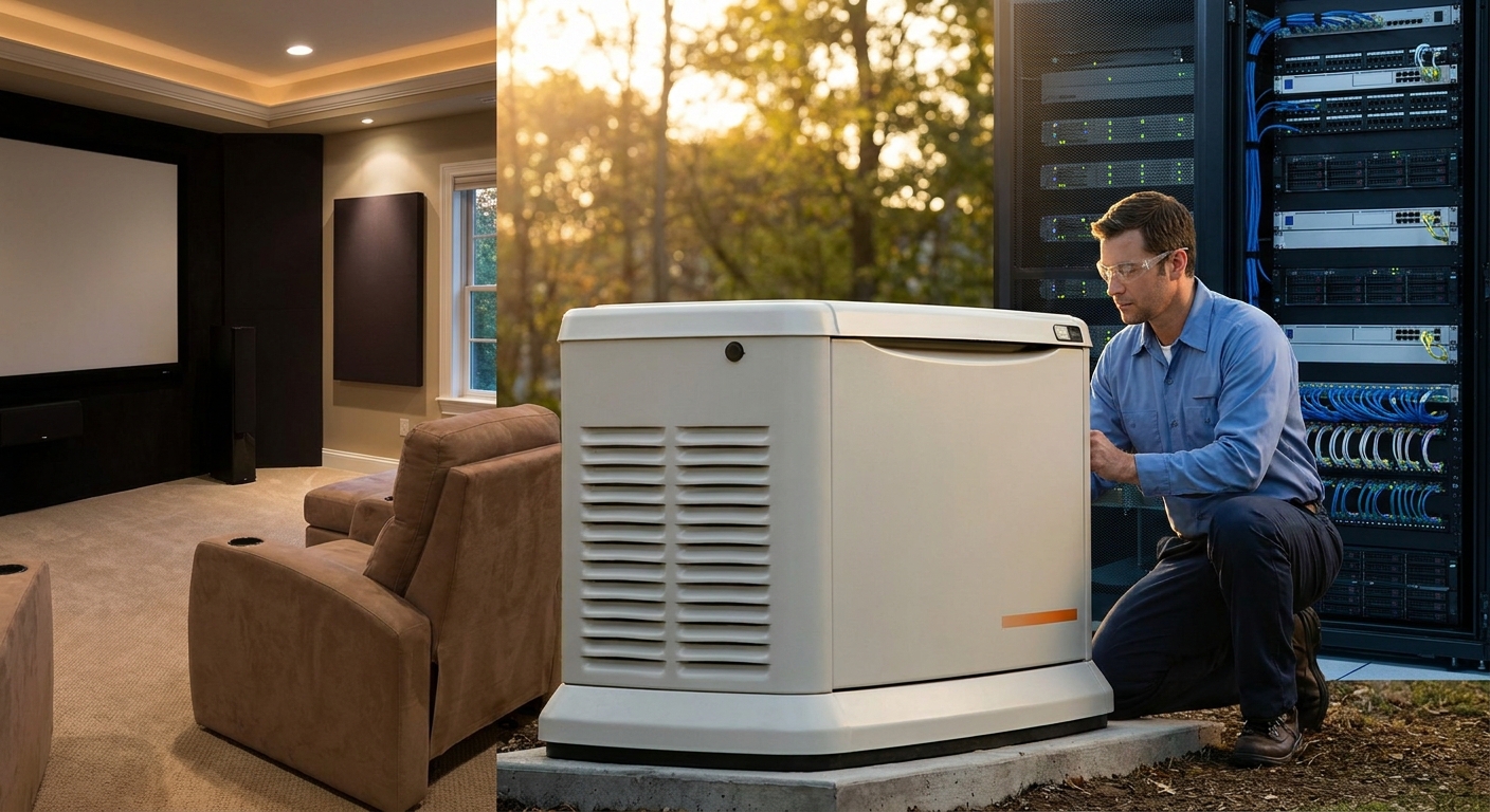 Standby generator installation for home theaters and server rooms