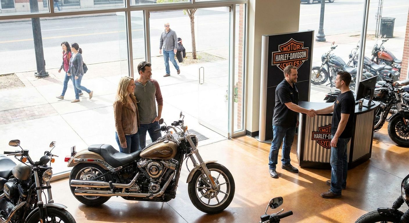 Foot traffic marketing for motorcycle dealerships
