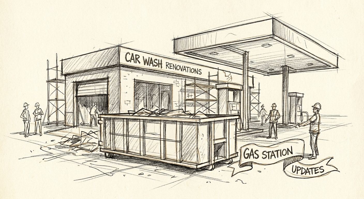 Dumpster rental for car wash and gas station renovations