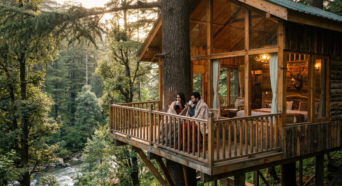 Tree houses in Jibhi for a couples getaway