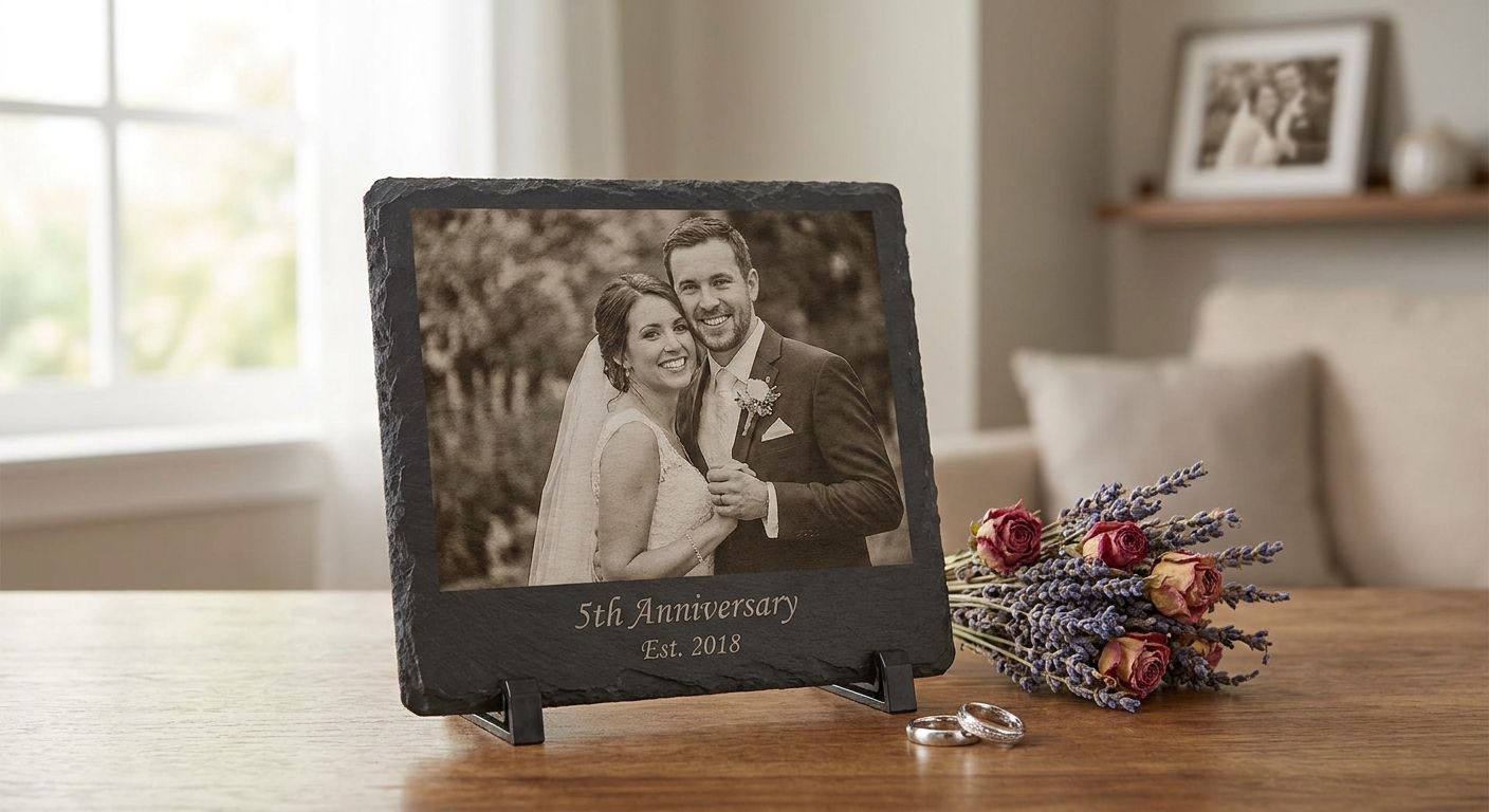 Slate photo keepsakes for wedding anniversaries
