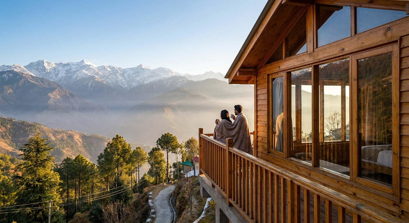 Chalets with mountain views in Mussoorie for couples