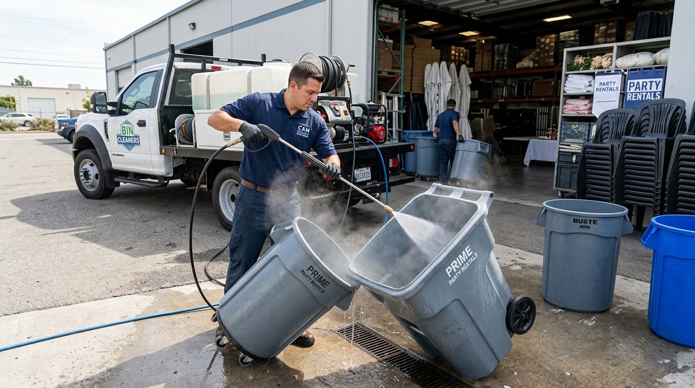 Trash bin cleaning for party rental companies