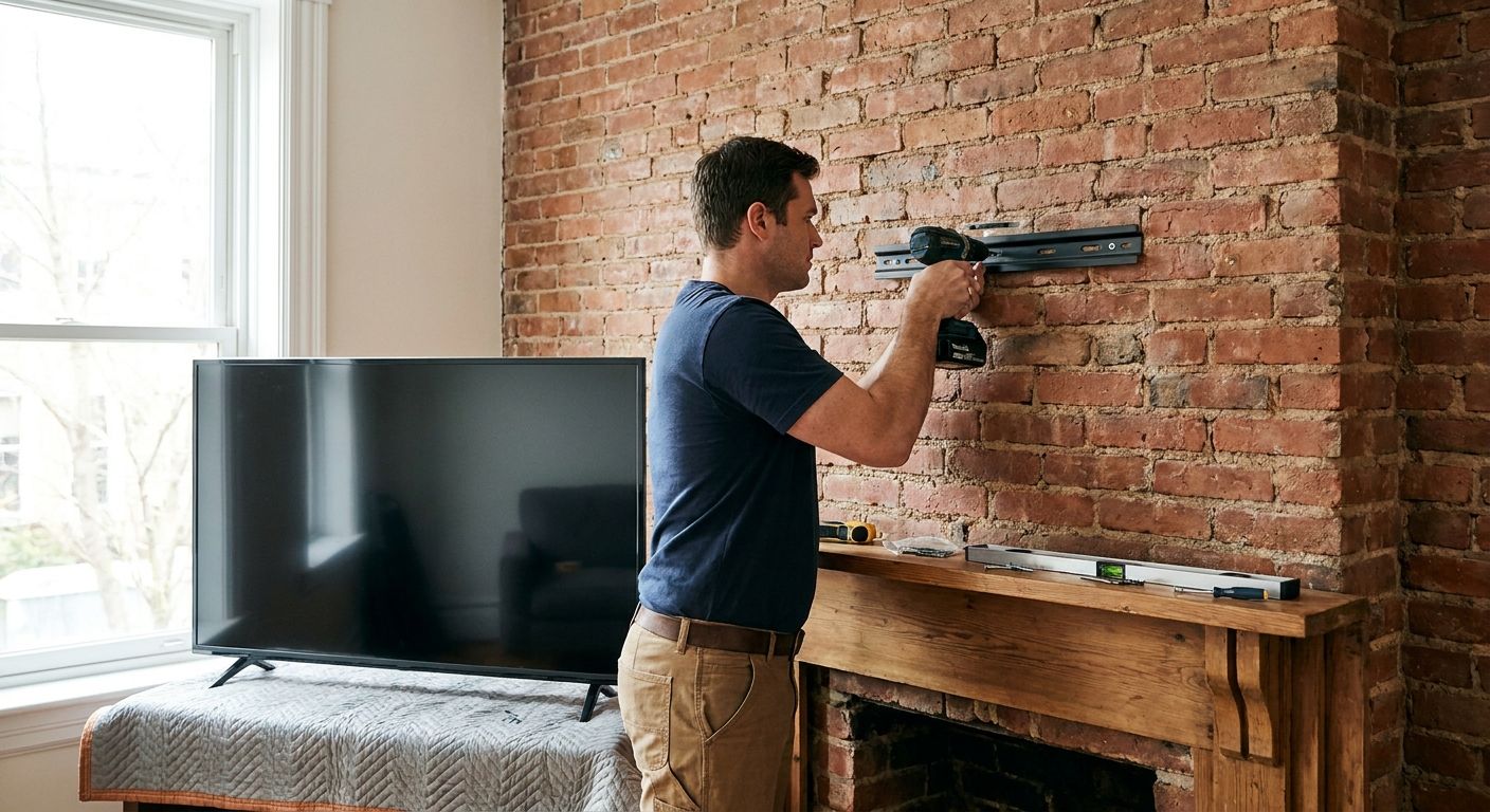 How to mount a TV over a brick fireplace