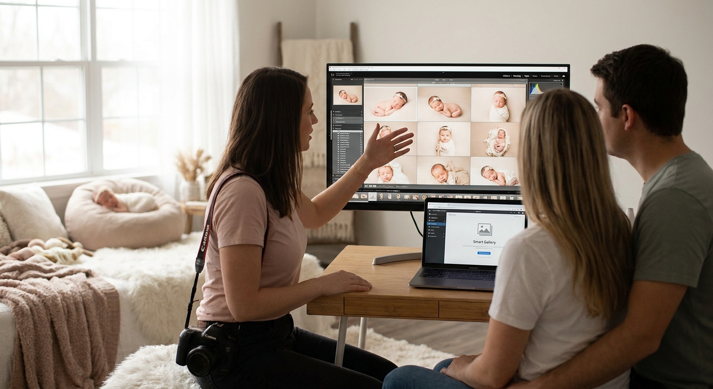 AI photo gallery software for baby photography studios
