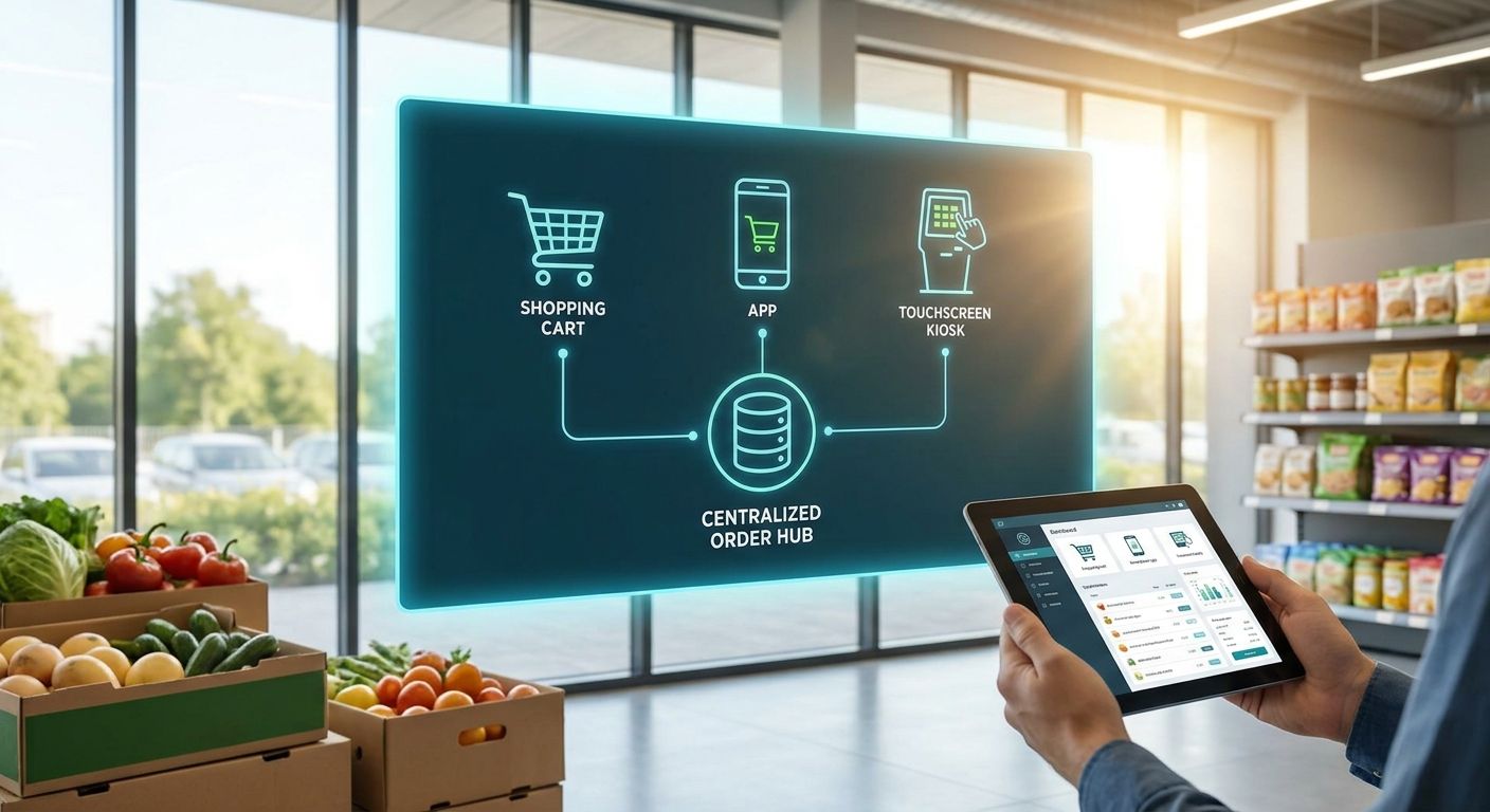 Centralized order management across web, app, and kiosk channels