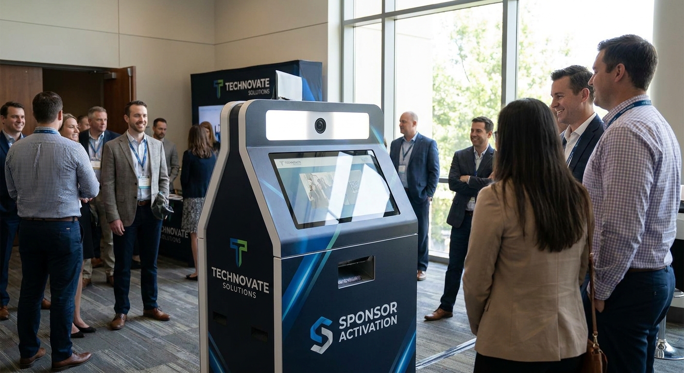 Branded photo kiosks for corporate sponsor activations