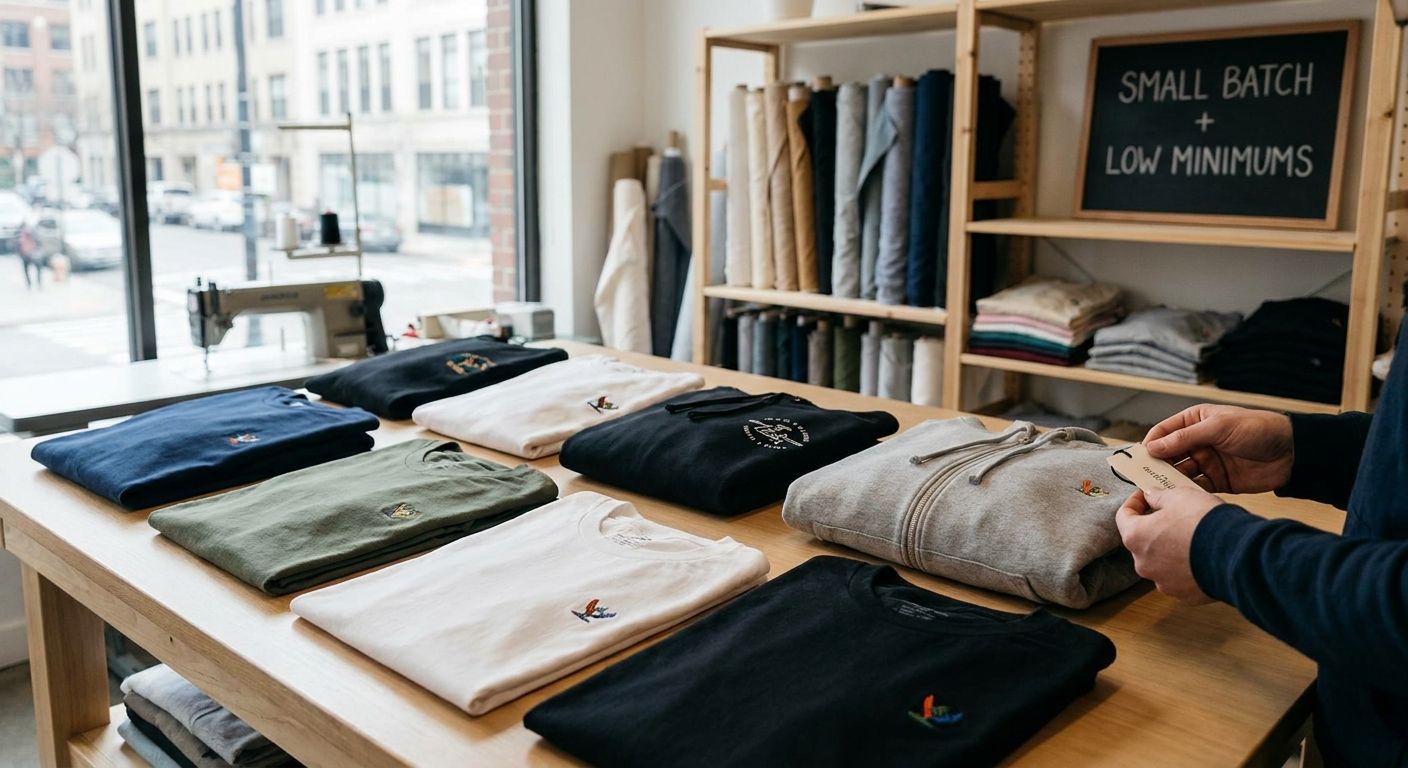 Best custom apparel companies with low minimum order quantities 2026