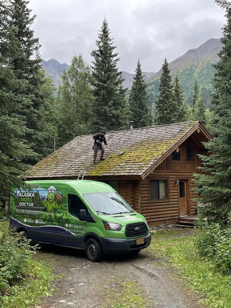 Roof cleaning service for remote Alaska cabins
