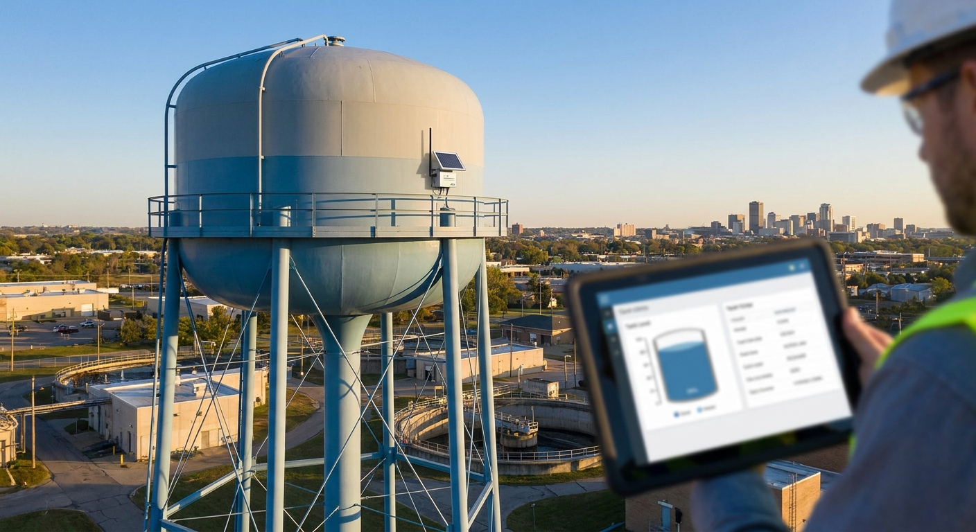 Tank level monitoring for water towers and municipal utilities