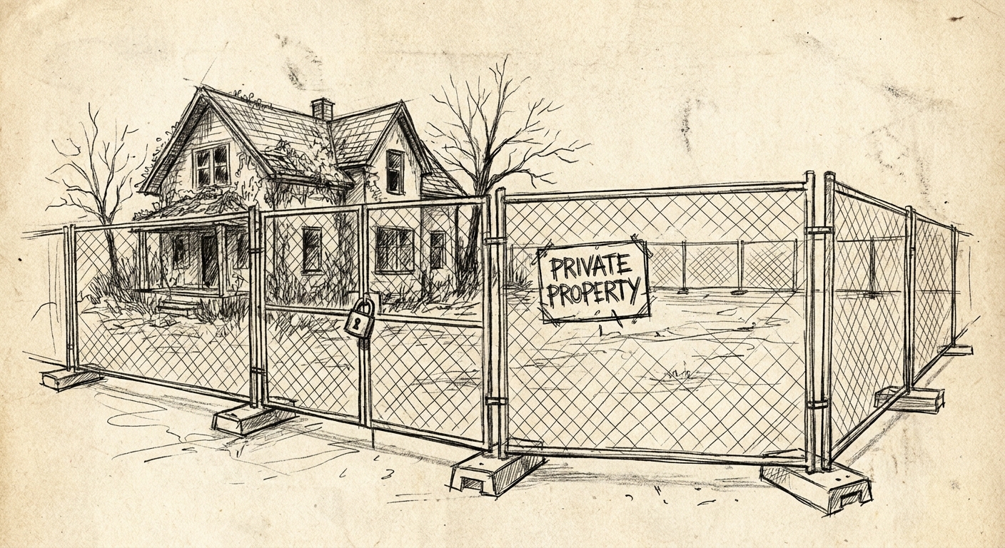 Temporary fencing for vacant property security