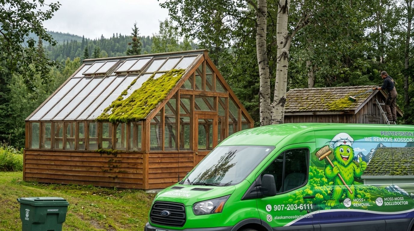 Moss removal for greenhouse and shed roofs