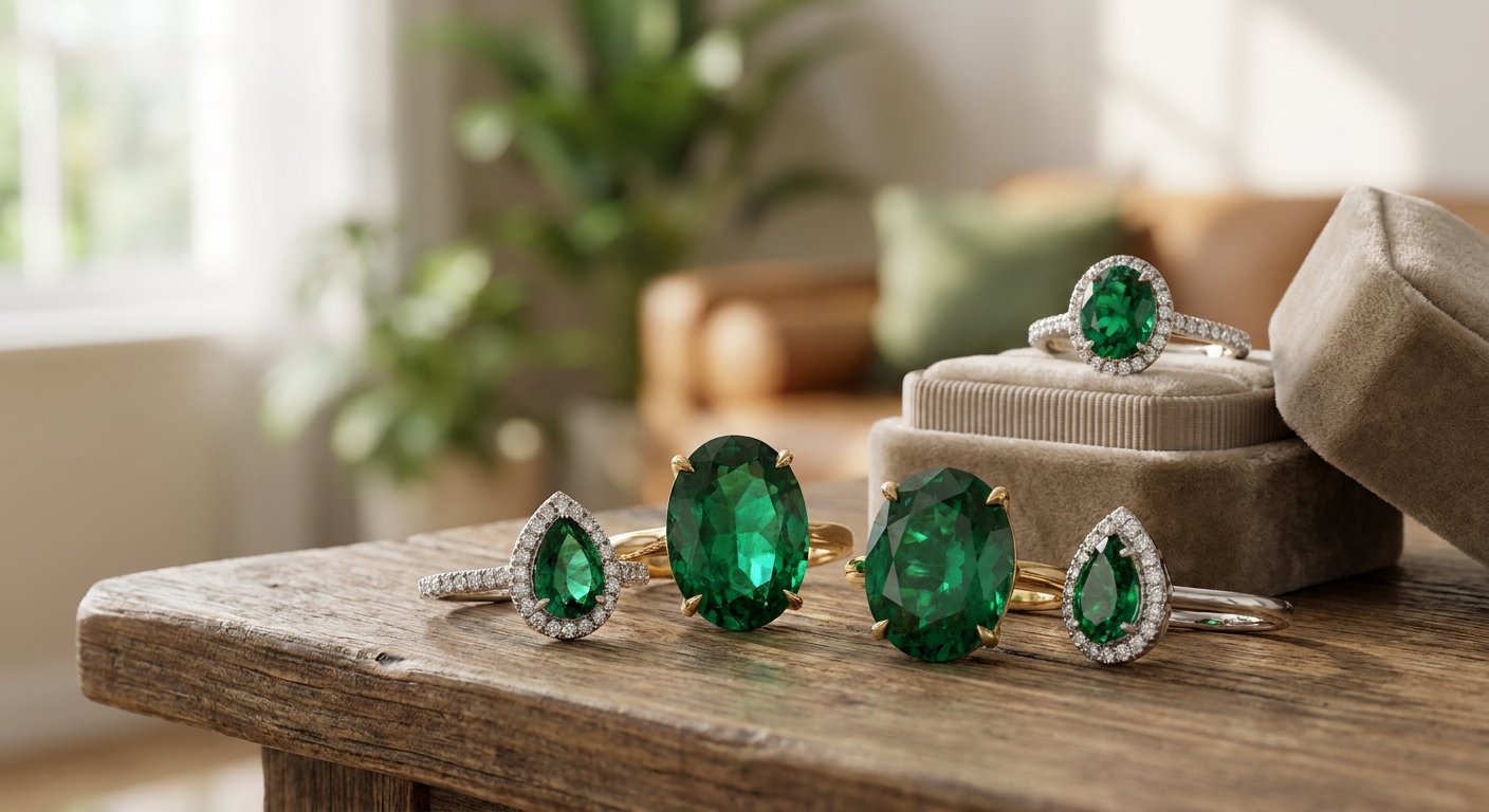 Emerald rings for a bold engagement look