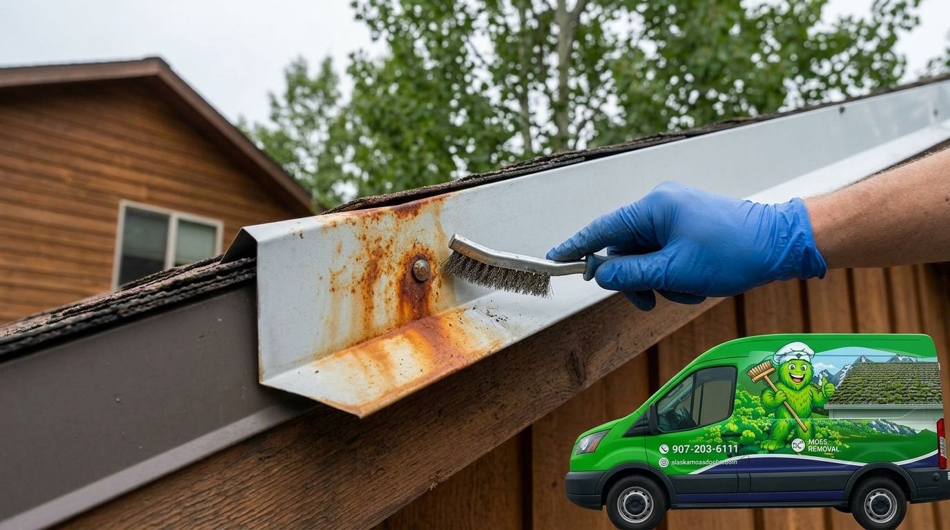 How to clean rust stains from roof flashing and fasteners