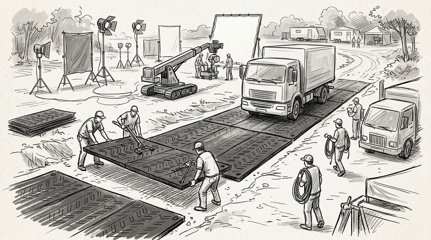Ground protection mat rental for film and production sets: complete 2026 guide