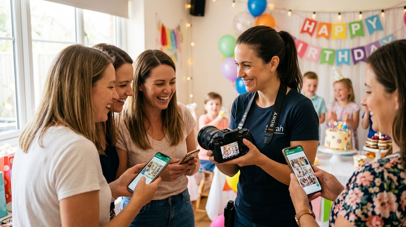 WhatsApp photo delivery for birthday party photographers