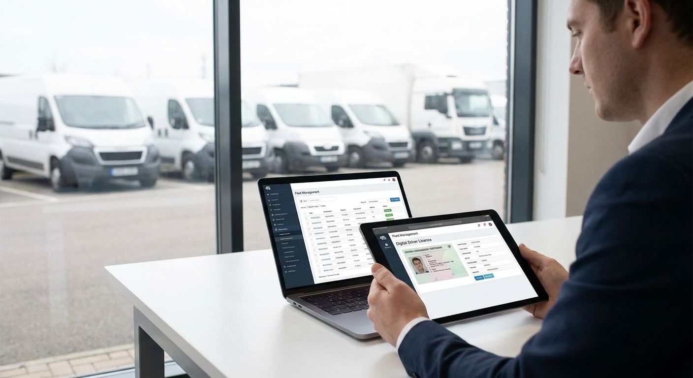 Fleet management software with driver licence checking