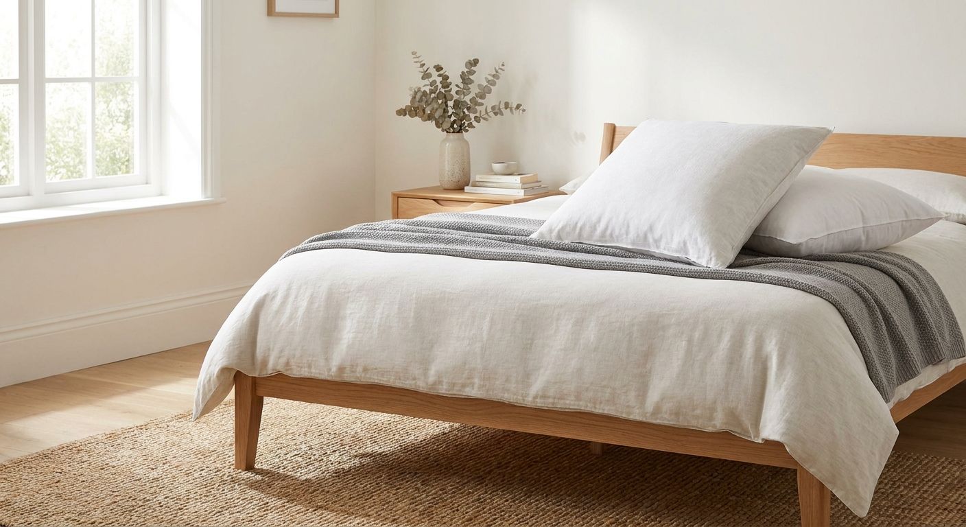 50/50 goose down pillows for a Scandinavian-style bedroom