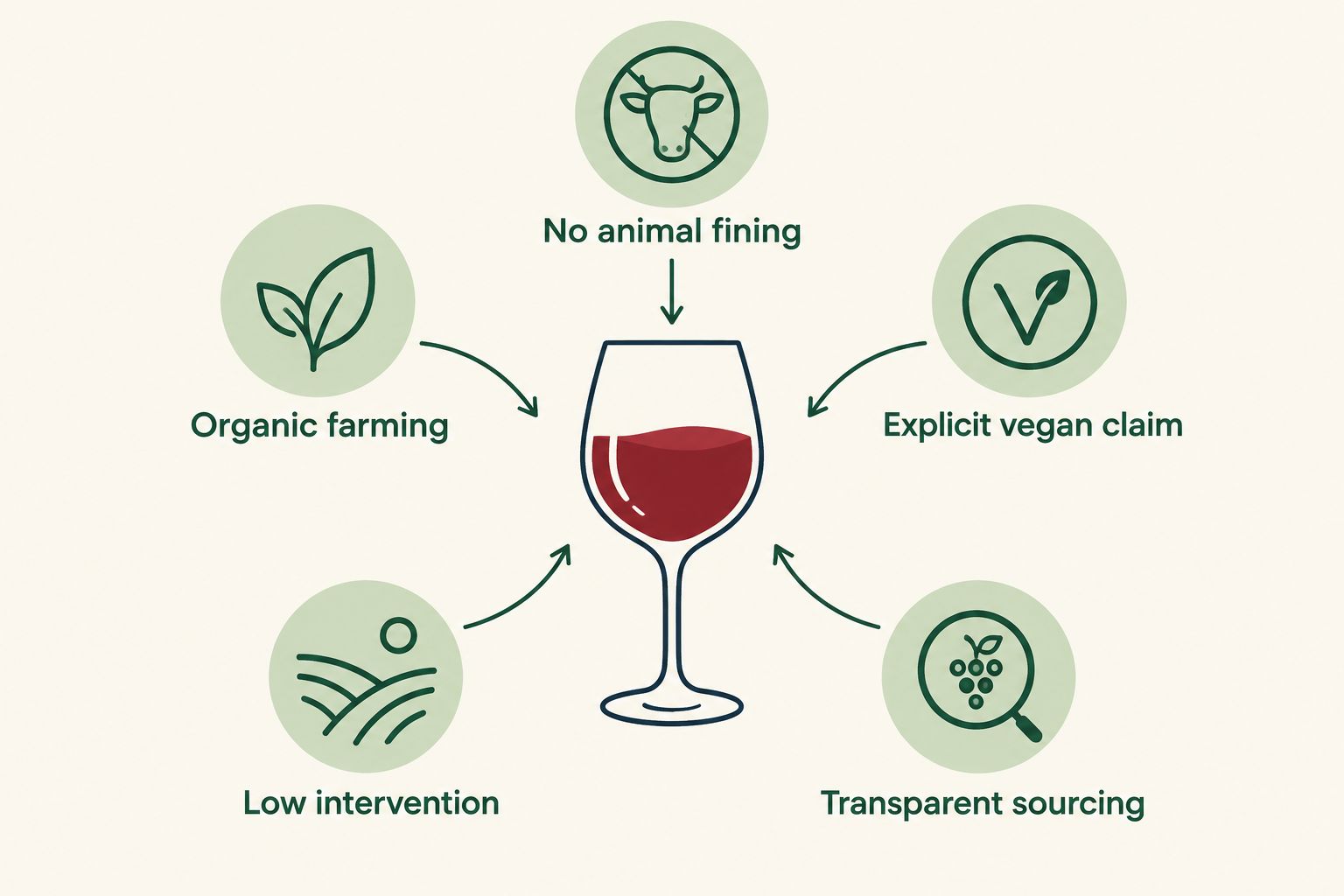 Five criteria for identifying a genuinely vegan wine