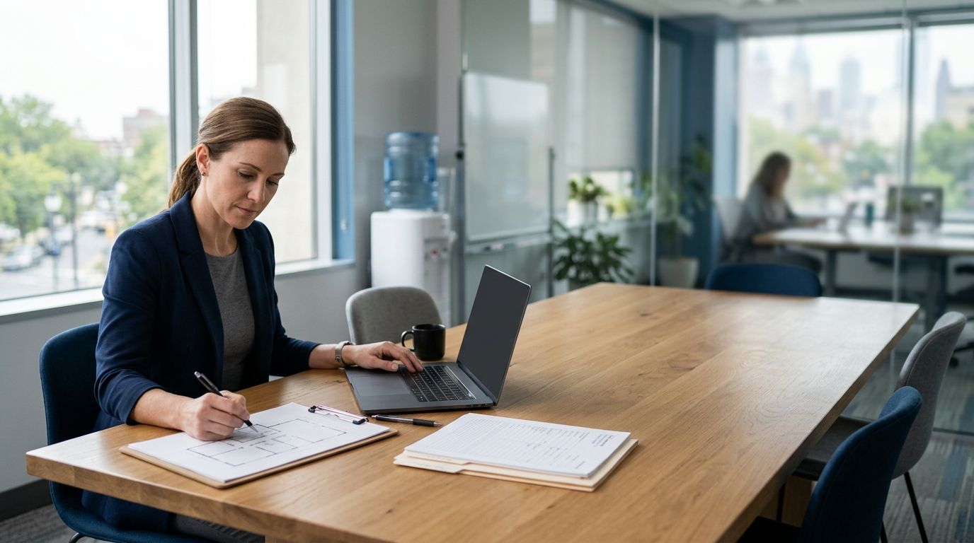 Facility manager preparing a commercial cleaning request for proposal
