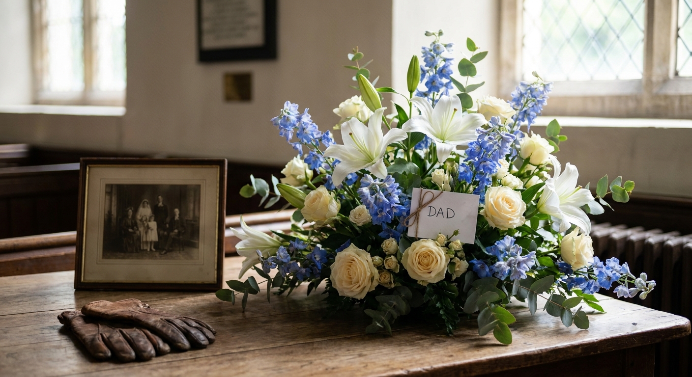 Funeral flowers for a father