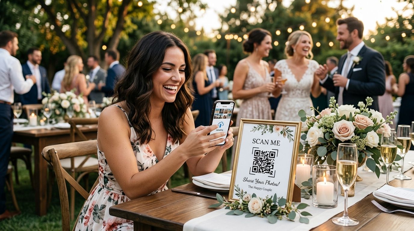 QR code photo sharing for wedding guests