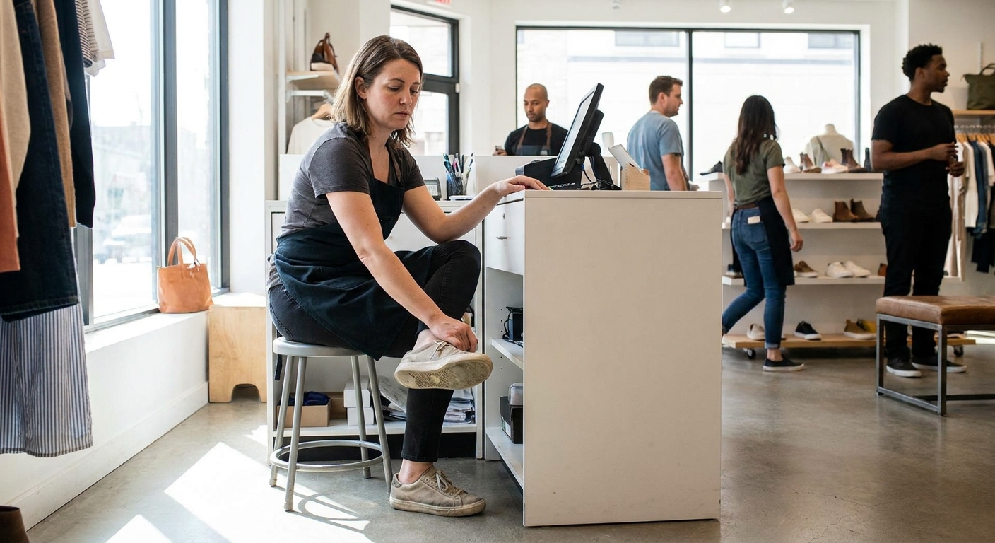Pain management for retail workers who stand all day