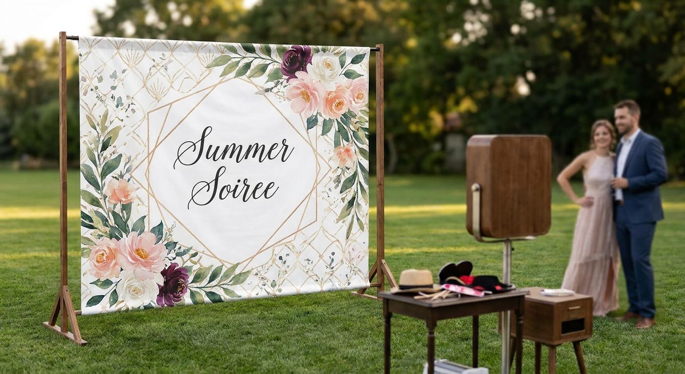 Backdrop banners for photo booths and events