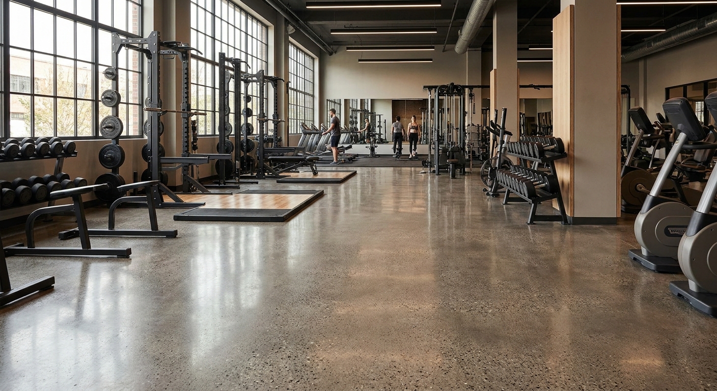Bedste betonoverflade til fitnesscenter og træningslokale