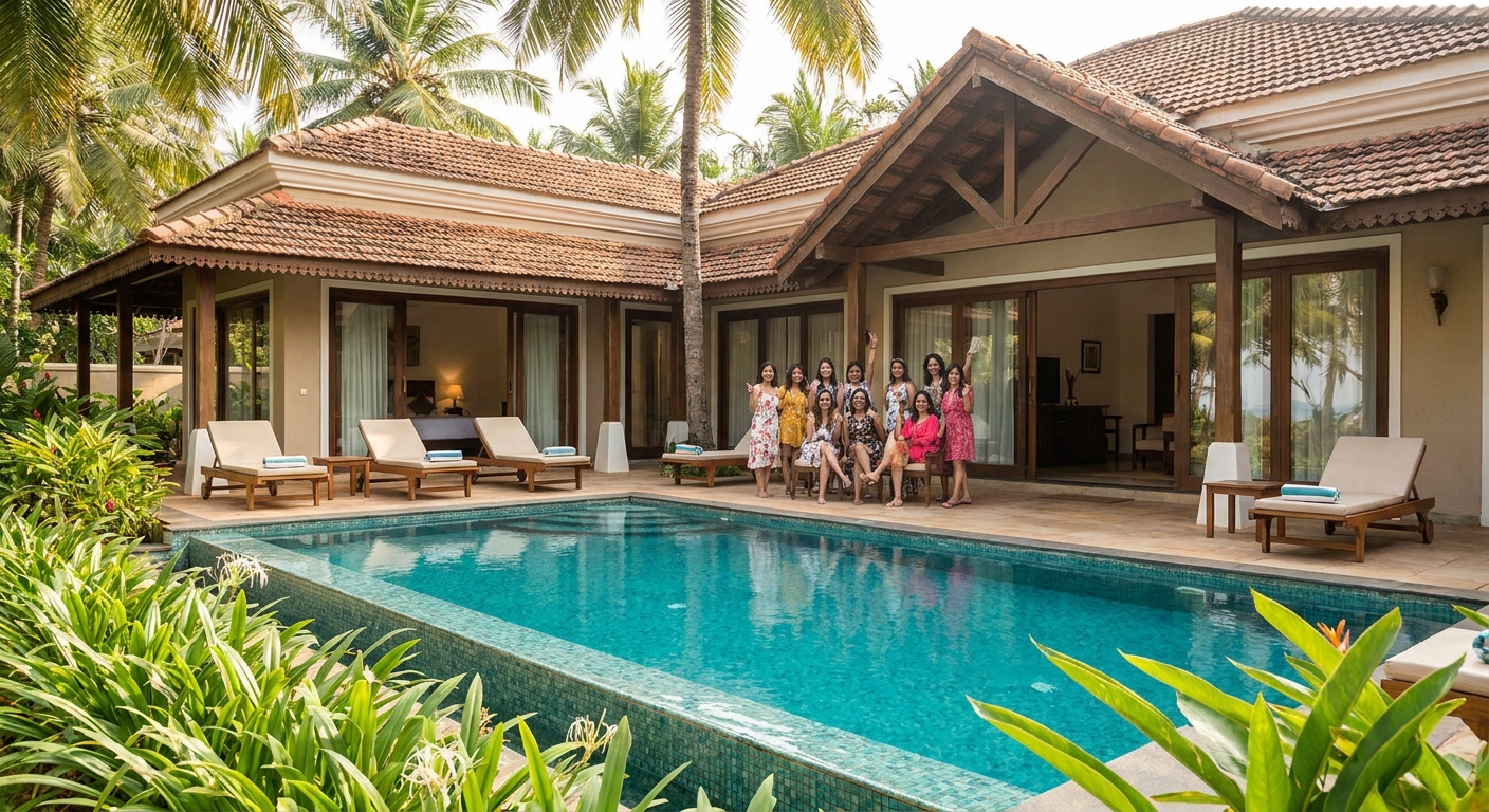 Private pool villas in Goa for a bachelorette party