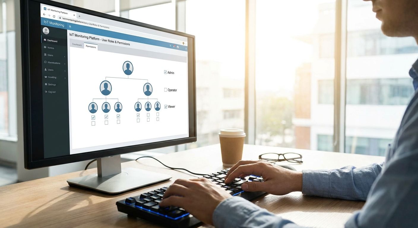 How to set user permissions and roles in an IoT monitoring platform