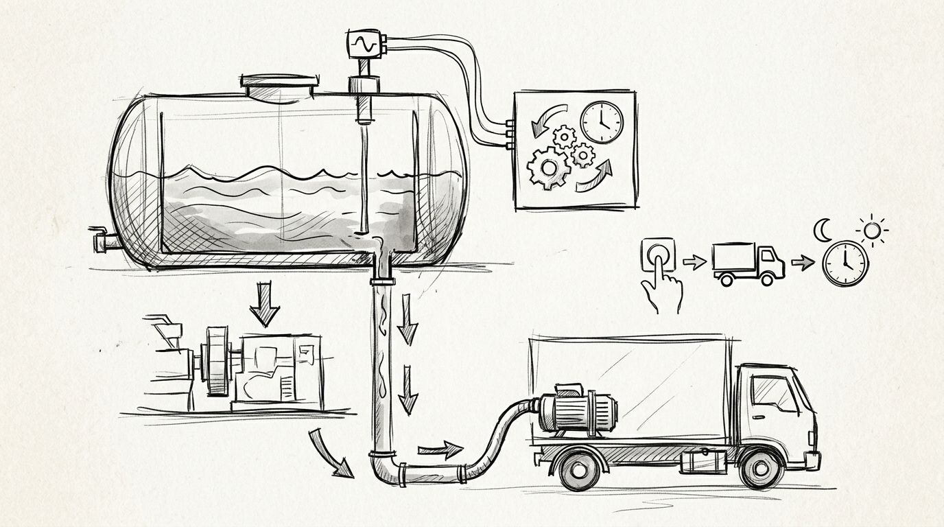 Automatically schedule holding tank pump-outs when levels run low