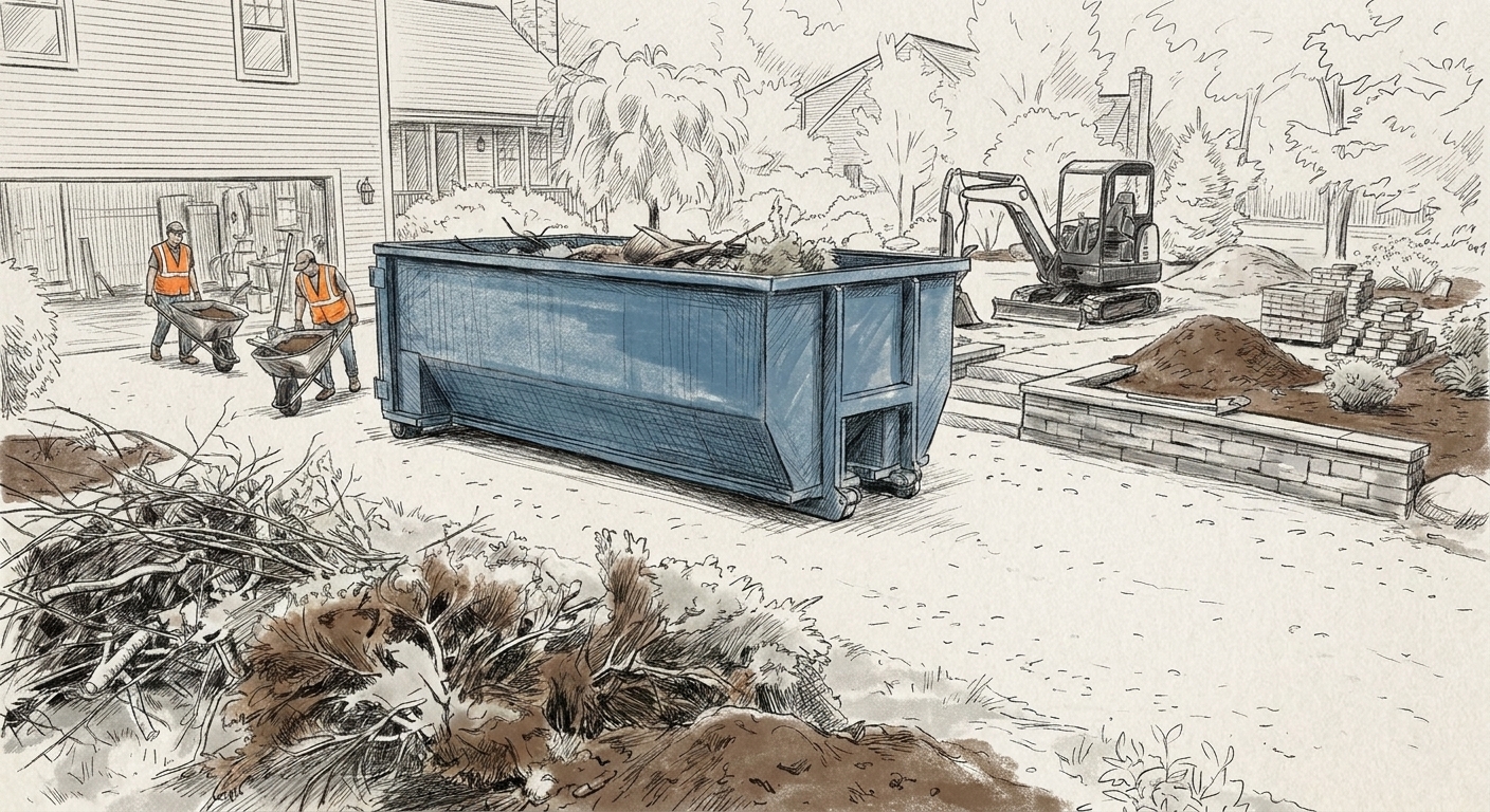Roll-off dumpster rental for landscaping projects