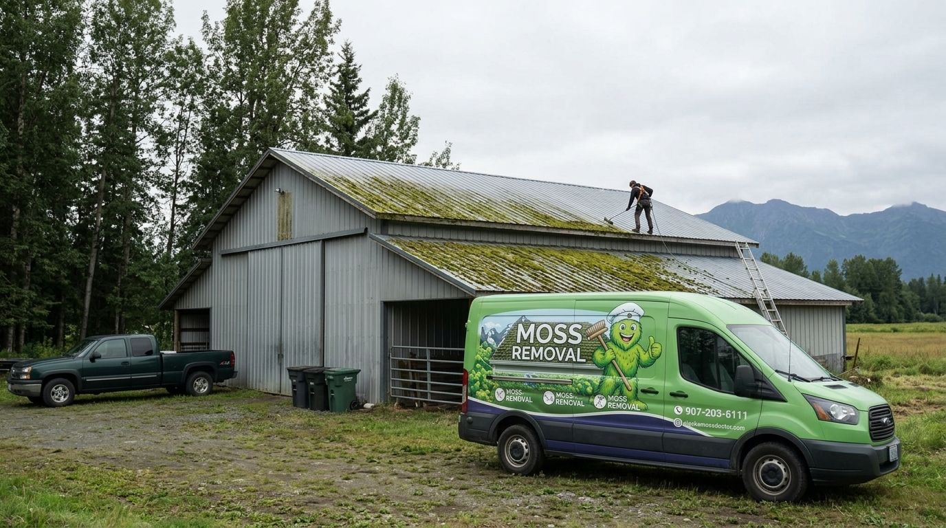Moss removal for pole barns and agricultural buildings