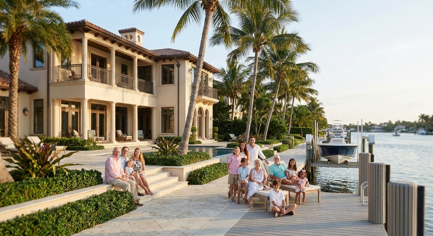 Waterfront homes for multigenerational families in Palm Beach