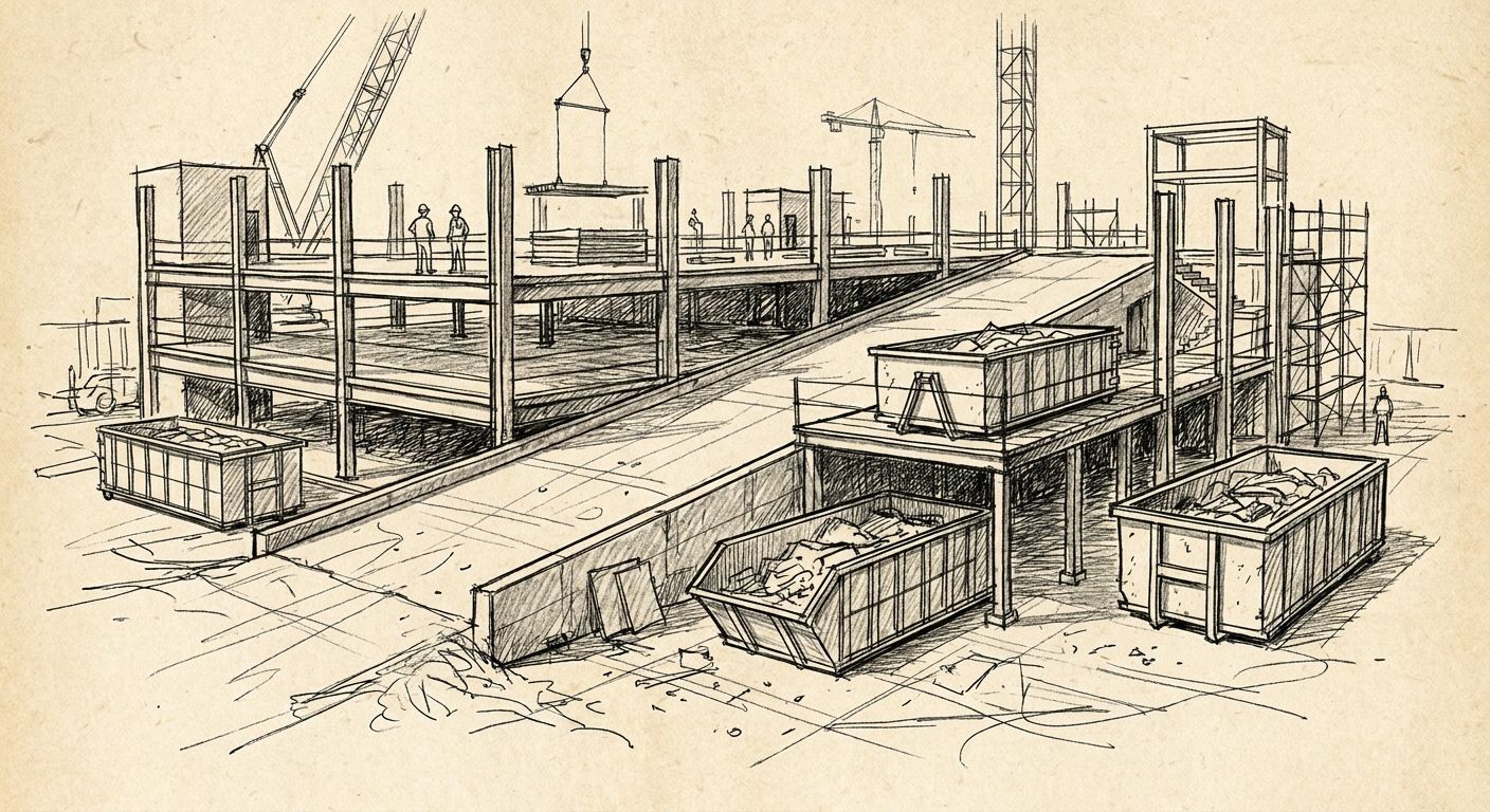 Dumpster rental for parking garage construction projects