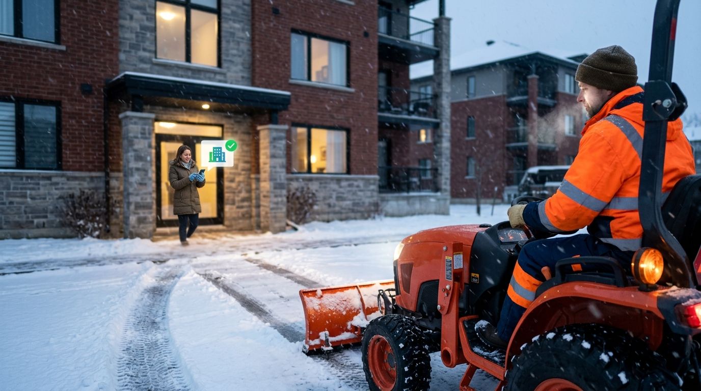 Automatically notify tenants when snow removal crews arrive on site