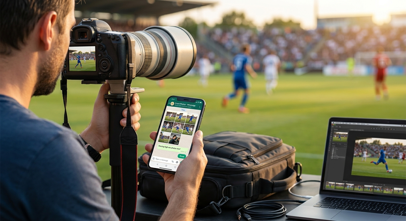 WhatsApp photo sharing for sports event photographers