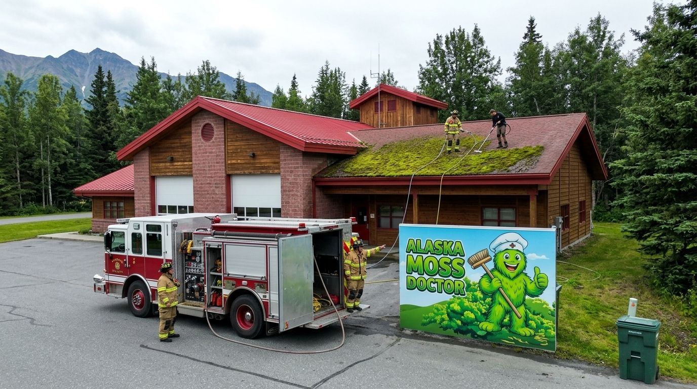 Moss removal for Alaska fire station buildings