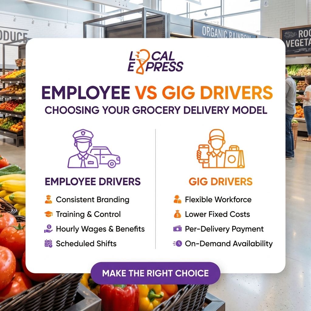 How to decide between employee drivers and gig drivers for grocery delivery