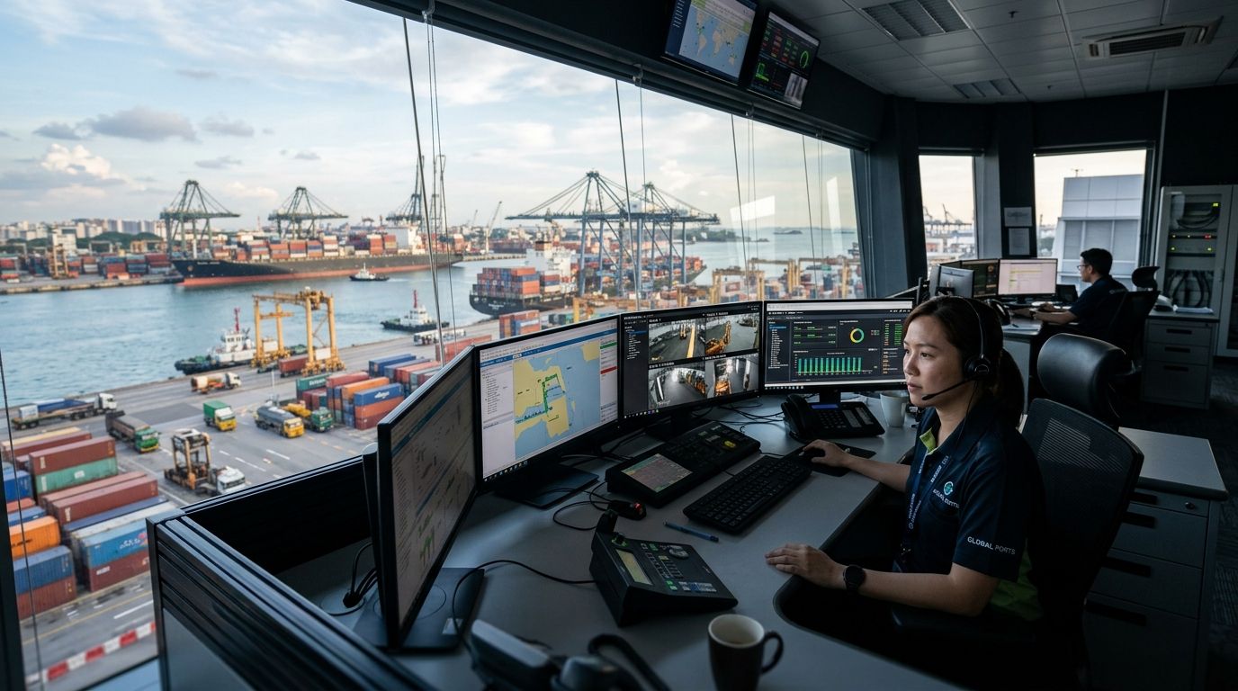 Facility monitoring system for seaports and harbor terminals