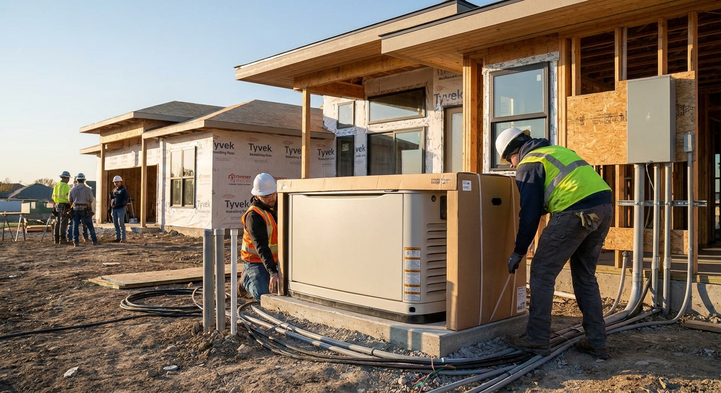 Whole house generator installation for new construction