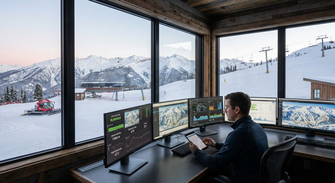 Facility monitoring system for ski resorts and mountain operations