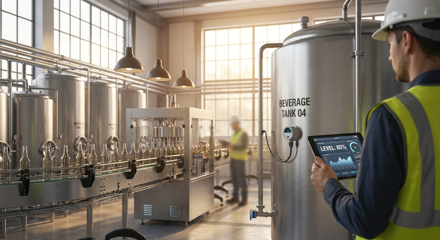 Tank level monitoring for beverage bottling plants